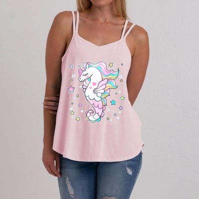 Cute Unicorn Seahorse Uni-Maid Women's Strappy Tank