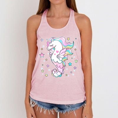 Cute Unicorn Seahorse Uni-Maid Women's Knotted Racerback Tank