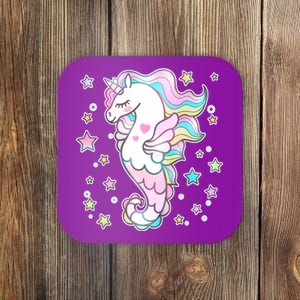 Cute Unicorn Seahorse Uni-Maid Coaster