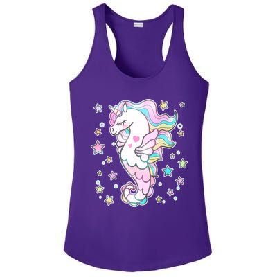 Cute Unicorn Seahorse Uni-Maid Ladies PosiCharge Competitor Racerback Tank
