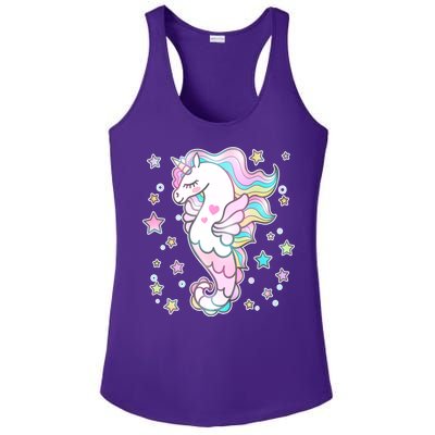 Cute Unicorn Seahorse Uni-Maid Ladies PosiCharge Competitor Racerback Tank