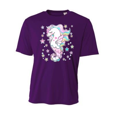 Cute Unicorn Seahorse Uni-Maid Youth Performance Sprint T-Shirt