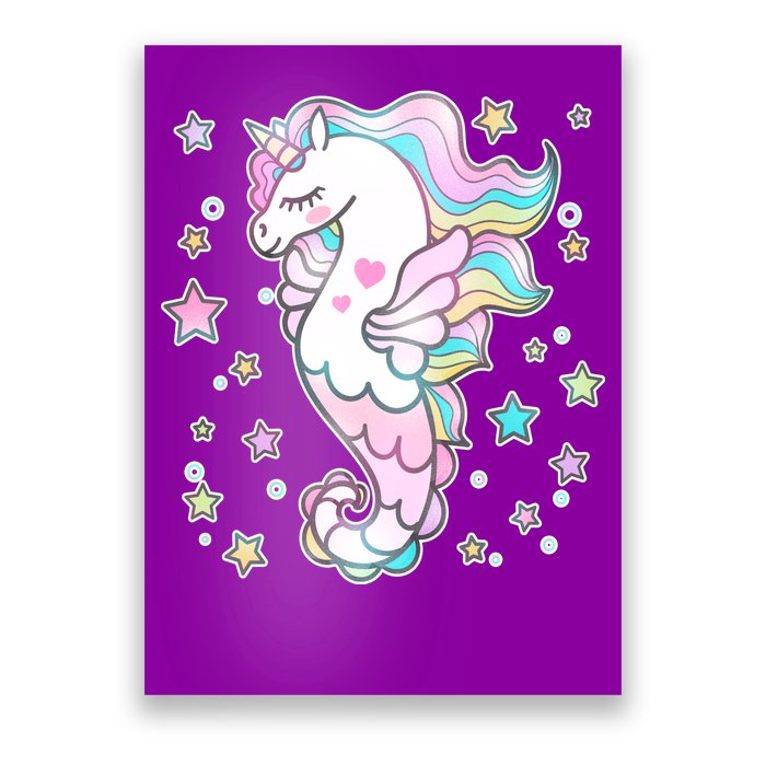 Cute Unicorn Seahorse Uni-Maid Poster