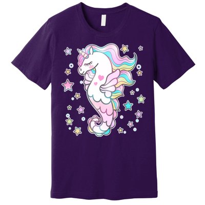 Cute Unicorn Seahorse Uni-Maid Premium T-Shirt