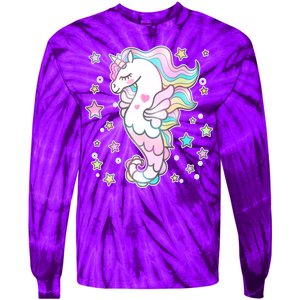 Cute Unicorn Seahorse Uni-Maid Tie-Dye Long Sleeve Shirt