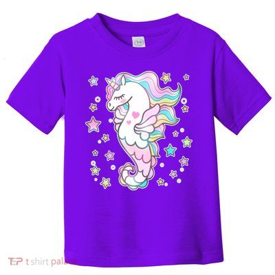 Cute Unicorn Seahorse Uni-Maid Toddler T-Shirt