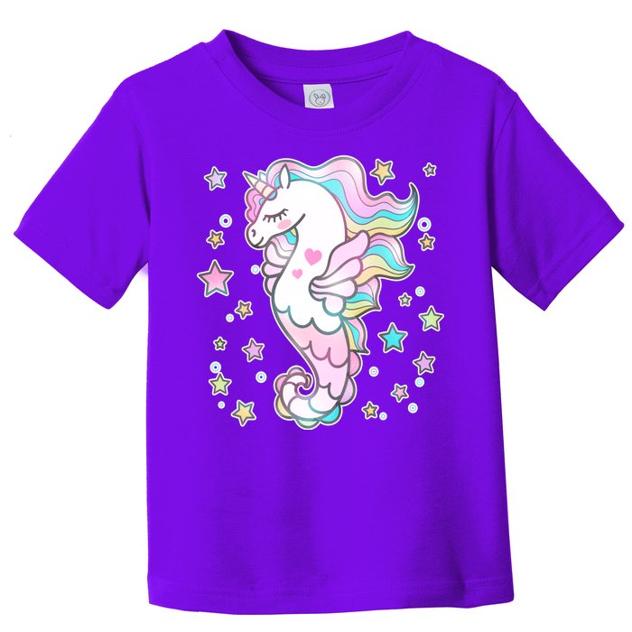 Cute Unicorn Seahorse Uni-Maid Toddler T-Shirt