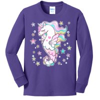 Cute Unicorn Seahorse Uni-Maid Kids Long Sleeve Shirt