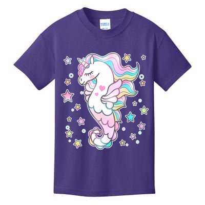 Cute Unicorn Seahorse Uni-Maid Kids T-Shirt