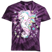 Cute Unicorn Seahorse Uni-Maid Kids Tie-Dye T-Shirt