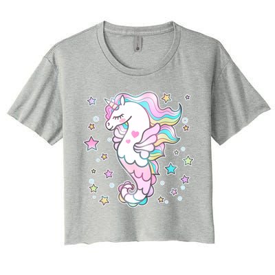 Cute Unicorn Seahorse Uni-Maid Women's Crop Top Tee