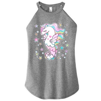 Cute Unicorn Seahorse Uni-Maid Women's Perfect Tri Rocker Tank