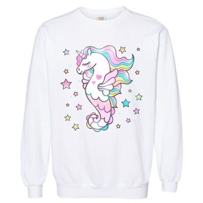 Cute Unicorn Seahorse Uni-Maid Garment-Dyed Sweatshirt