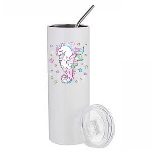 Cute Unicorn Seahorse Uni-Maid Stainless Steel Tumbler