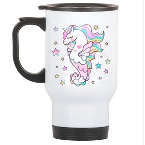 Cute Unicorn Seahorse Uni-Maid Stainless Steel Travel Mug