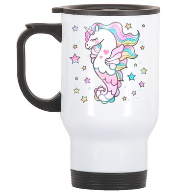 Cute Unicorn Seahorse Uni-Maid Stainless Steel Travel Mug