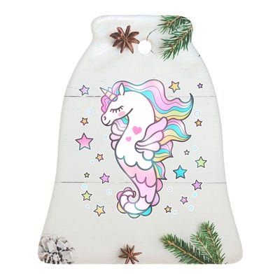 Cute Unicorn Seahorse Uni-Maid Ceramic Bell Ornament