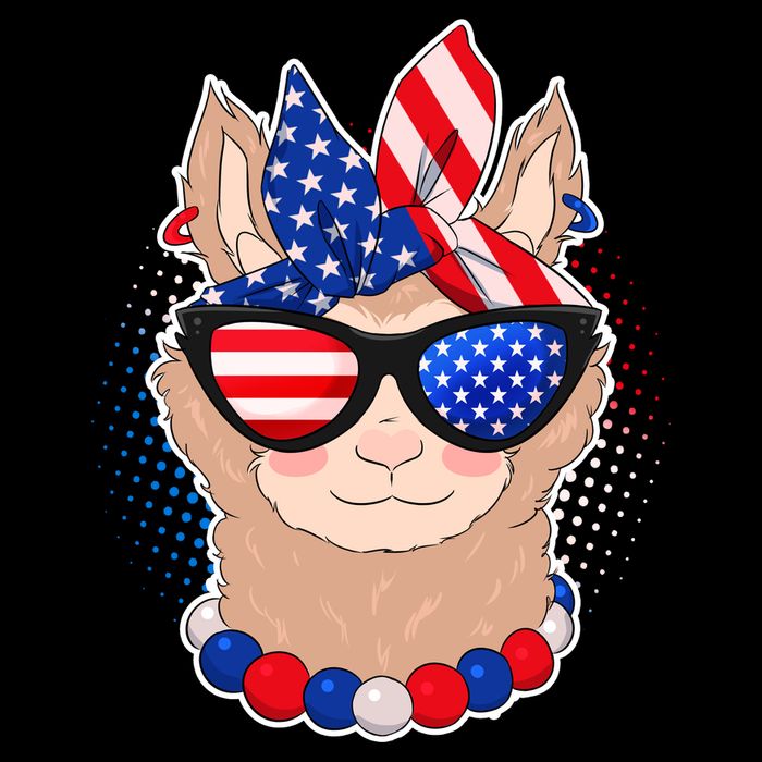Cute USA Patriotic Llama Cooling Performance Crew T-Shirt