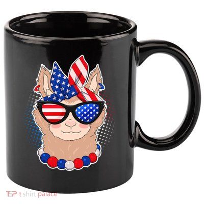 Cute USA Patriotic Llama 11oz C Handle Ceramic Mug