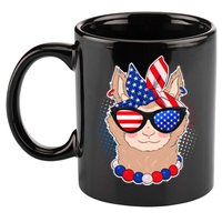 Cute USA Patriotic Llama 11oz C Handle Ceramic Mug