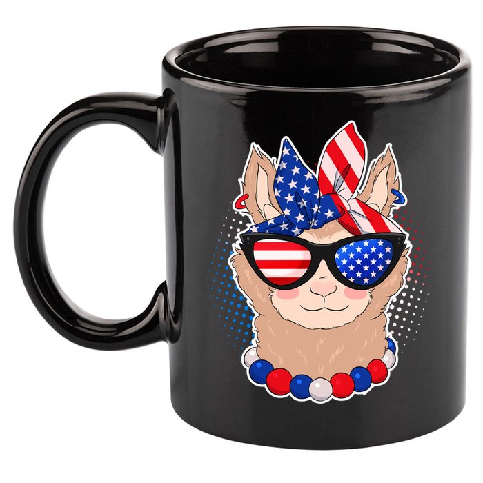Cute USA Patriotic Llama 11oz C Handle Ceramic Mug