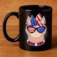 Cute USA Patriotic Llama 11oz C Handle Ceramic Mug