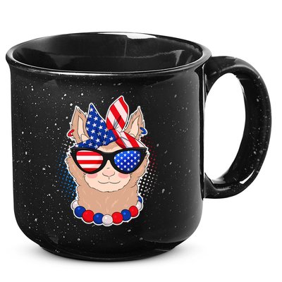 Cute USA Patriotic Llama 15oz Campfire Ceramic Mug
