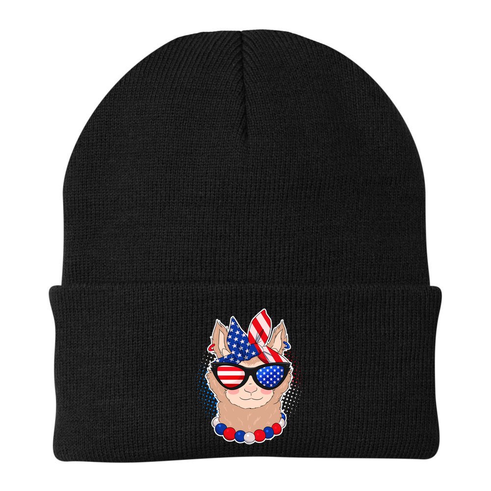 Cute USA Patriotic Llama Beanie