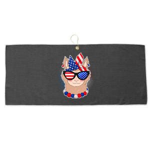 Cute USA Patriotic Llama Large Microfiber Waffle Golf Towel