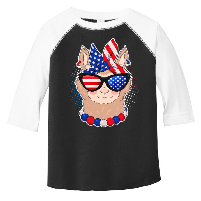 Cute USA Patriotic Llama Toddler Fine Jersey T-Shirt