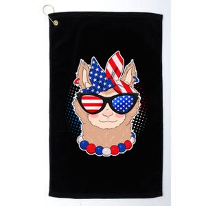 Cute USA Patriotic Llama Platinum Collection Golf Towel