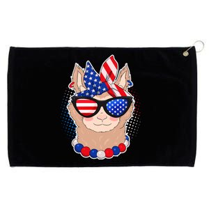 Cute USA Patriotic Llama Grommeted Golf Towel