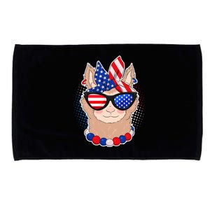 Cute USA Patriotic Llama Microfiber Hand Towel