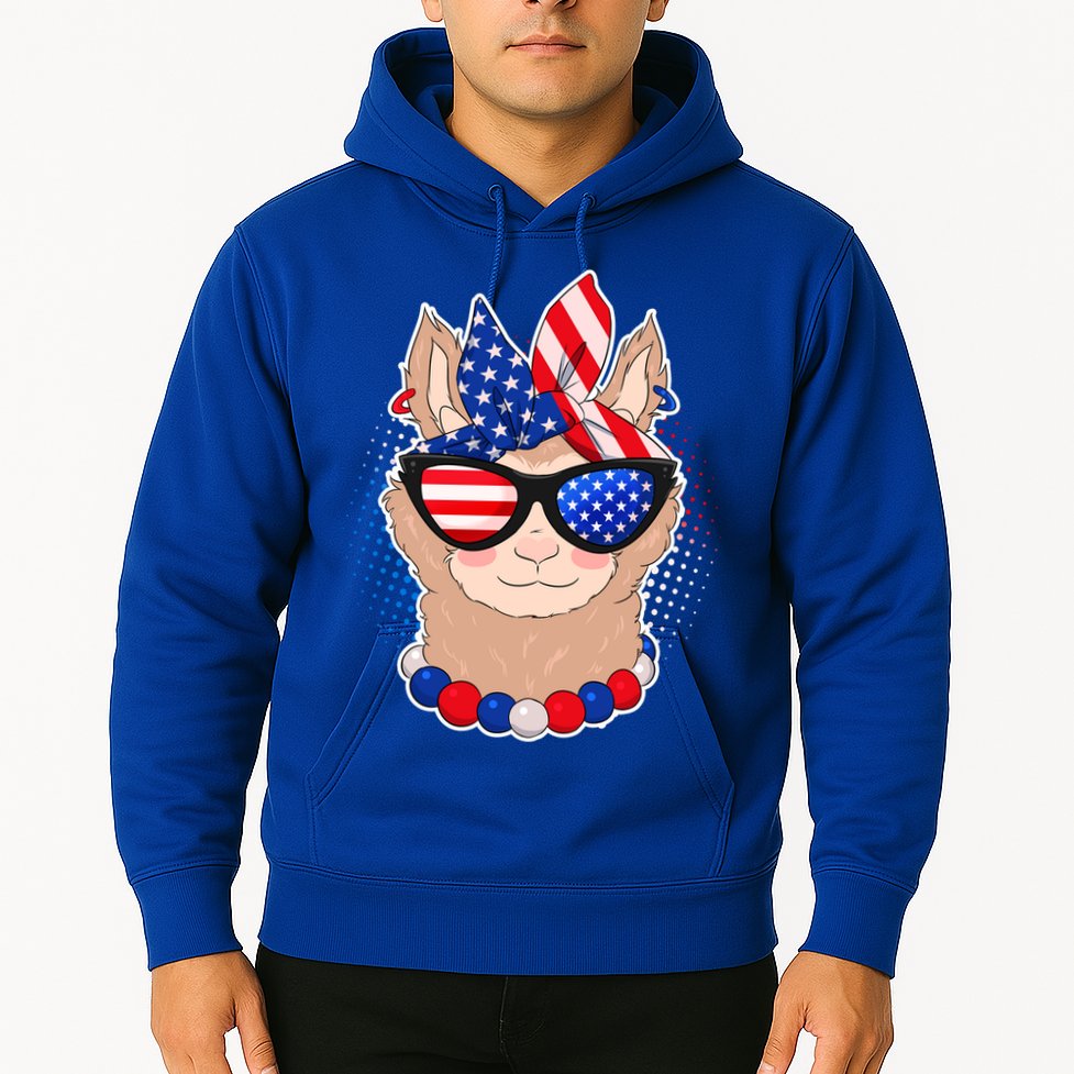 Cute USA Patriotic Llama Hoodie