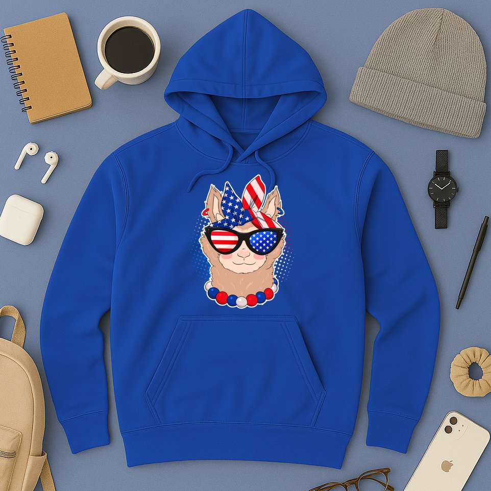 Cute USA Patriotic Llama Hoodie