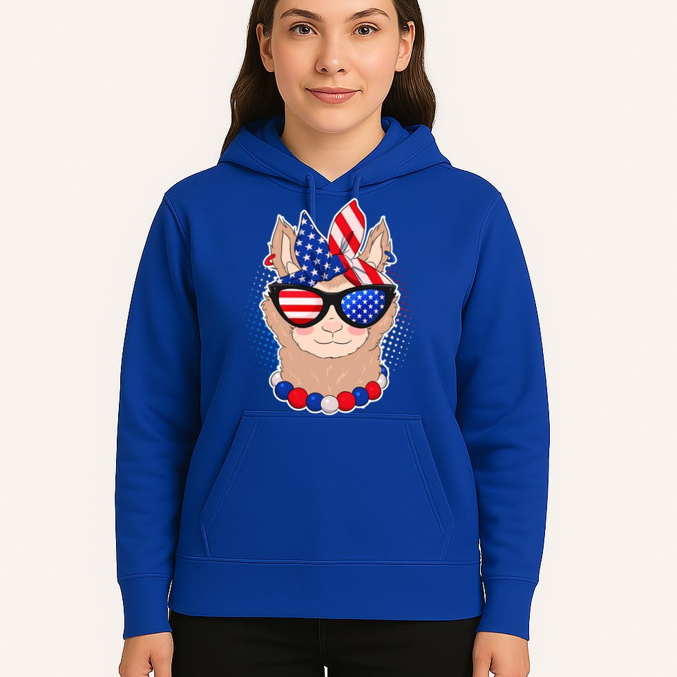 Cute USA Patriotic Llama Hoodie