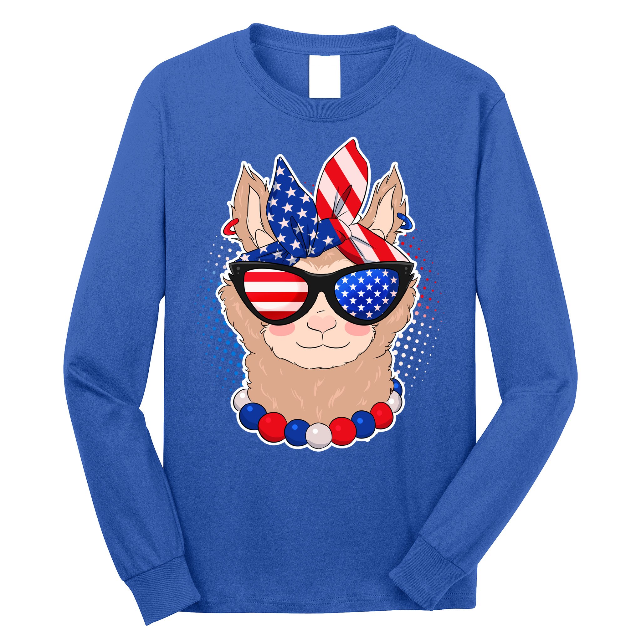 Cute USA Patriotic Llama Long Sleeve Shirt