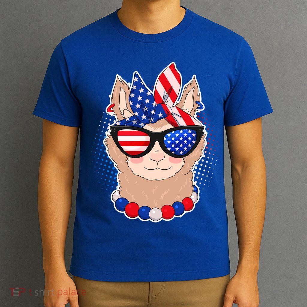 Cute USA Patriotic Llama T-Shirt