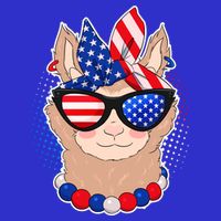 Cute USA Patriotic Llama Button