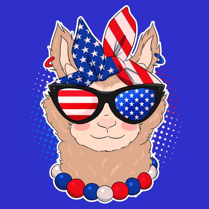 Cute USA Patriotic Llama Button