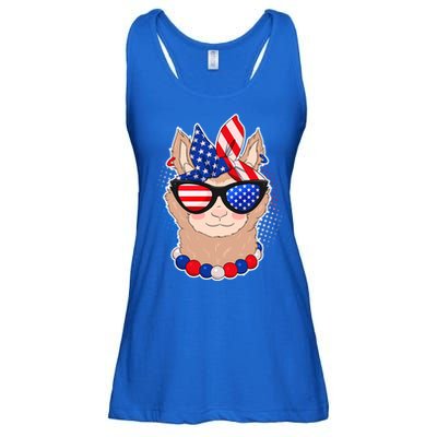 Cute USA Patriotic Llama Ladies Essential Flowy Tank