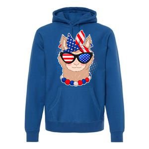 Cute USA Patriotic Llama Premium Hoodie