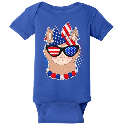 Cute USA Patriotic Llama Baby Bodysuit
