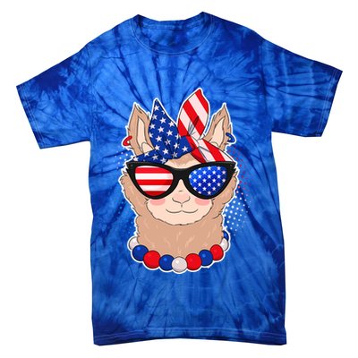 Cute USA Patriotic Llama Tie-Dye T-Shirt