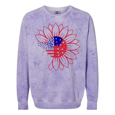 Cute USA Sunflower Flag Colorblast Crewneck Sweatshirt