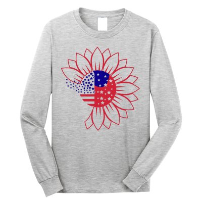 Cute USA Sunflower Flag Long Sleeve Shirt