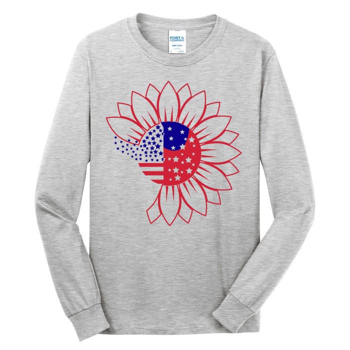 Cute USA Sunflower Flag Tall Long Sleeve T-Shirt