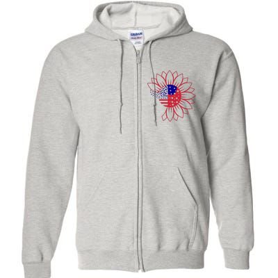 Cute USA Sunflower Flag Full Zip Hoodie