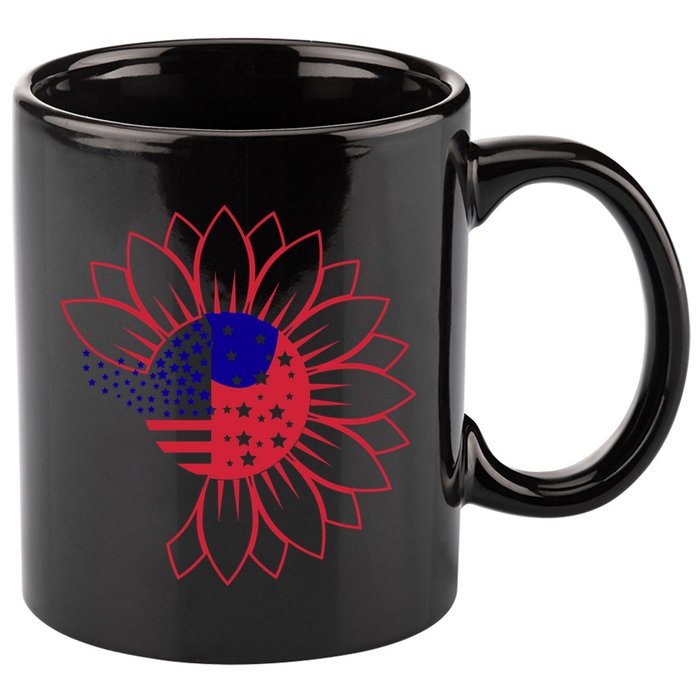 Cute USA Sunflower Flag 11oz C Handle Ceramic Mug