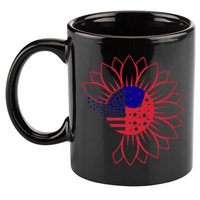 Cute USA Sunflower Flag 11oz C Handle Ceramic Mug
